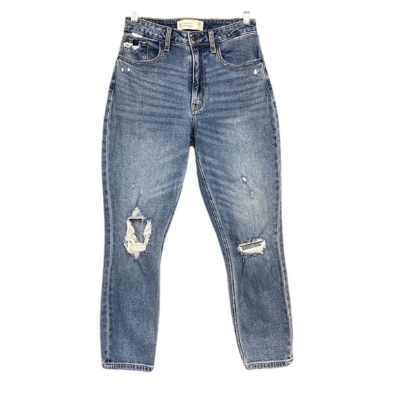 Abercrombie & Fitch A&F Mom Jean Womens Size 26 Curve Love Distressed Ripped - Picture 1 of 10